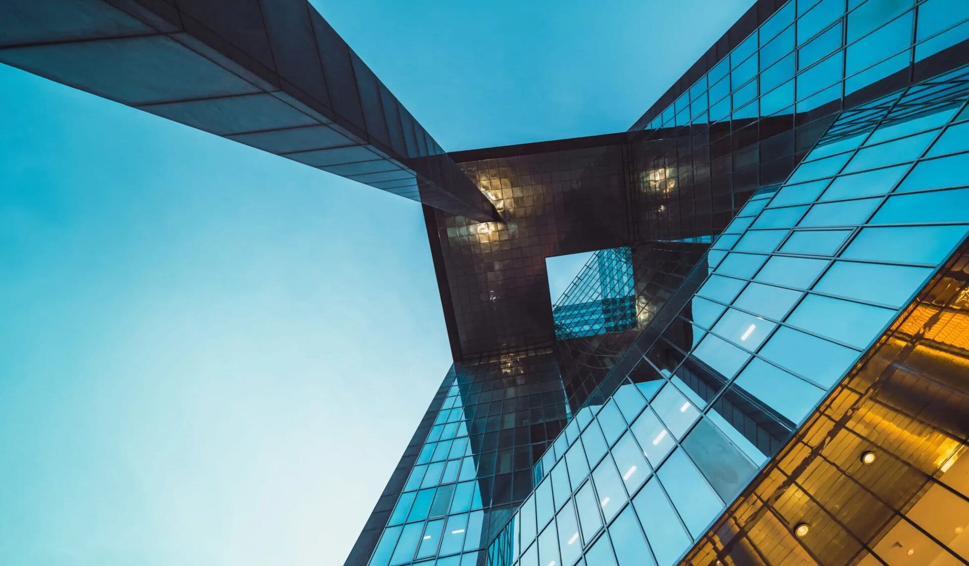 Looking up at glass towers